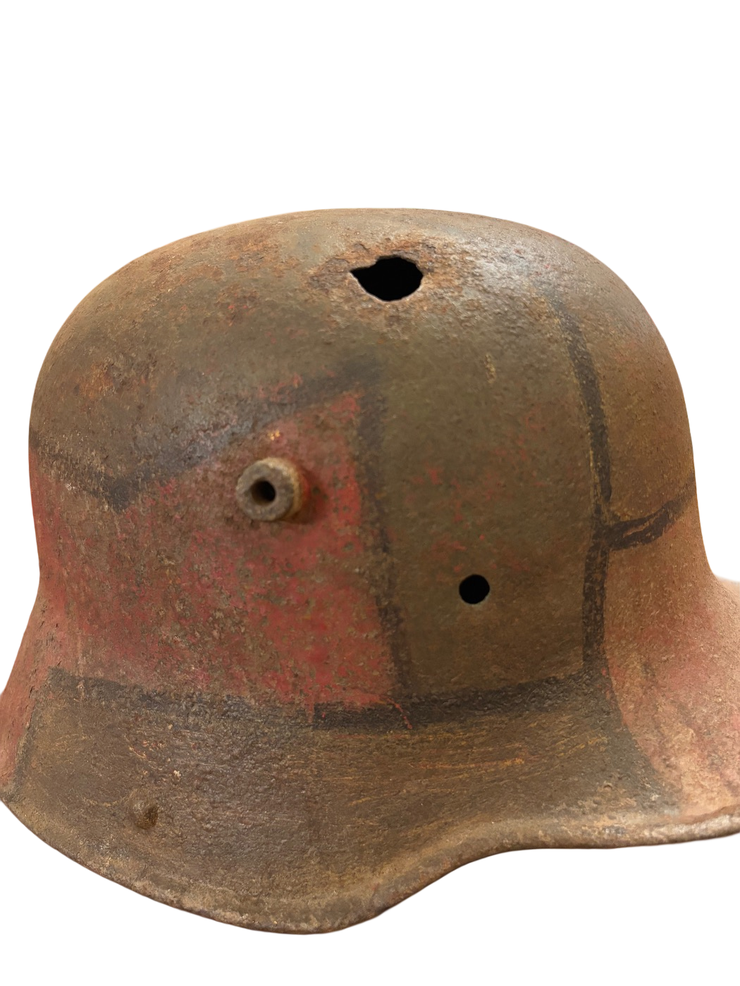 Camouflage Duitse M16/M17 Stahlhelm WO1 met kogel-inslag