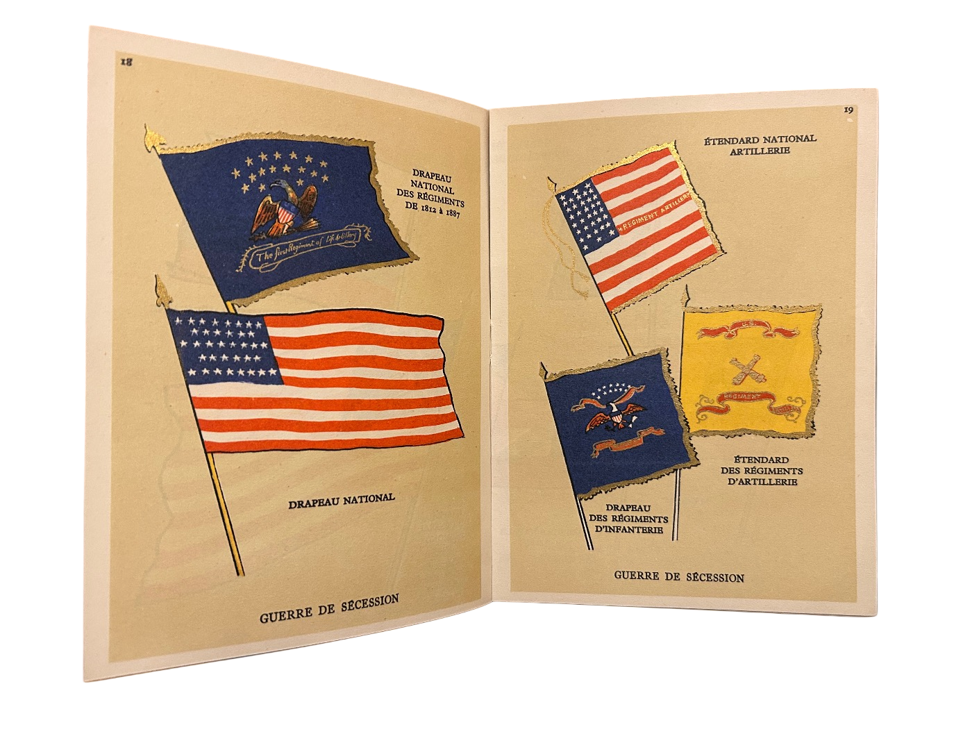 Zeldzaam geïllustreerd boekje Les Drapeaux des États-Unis
