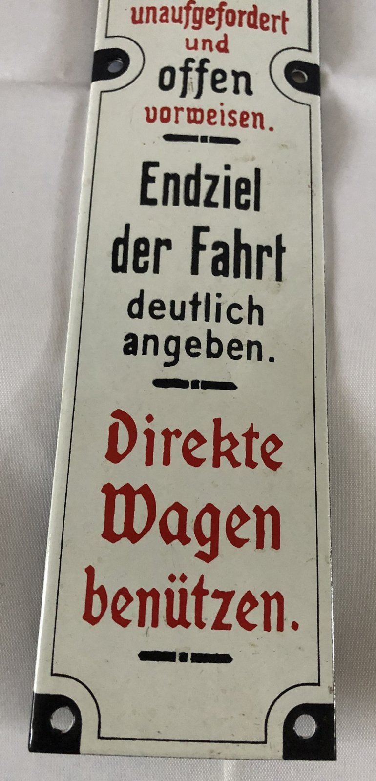 Geemailleerd deurschild  Fahrtax