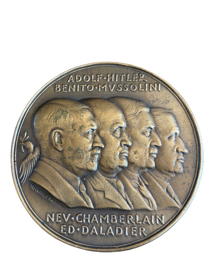 Verdrag van München 1938 - Grote bronzen plaquette 12,5cm 498g