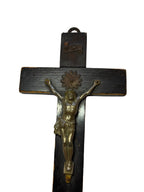 Antiek houten crucifix met metalen corpus – ca. 1820–1860