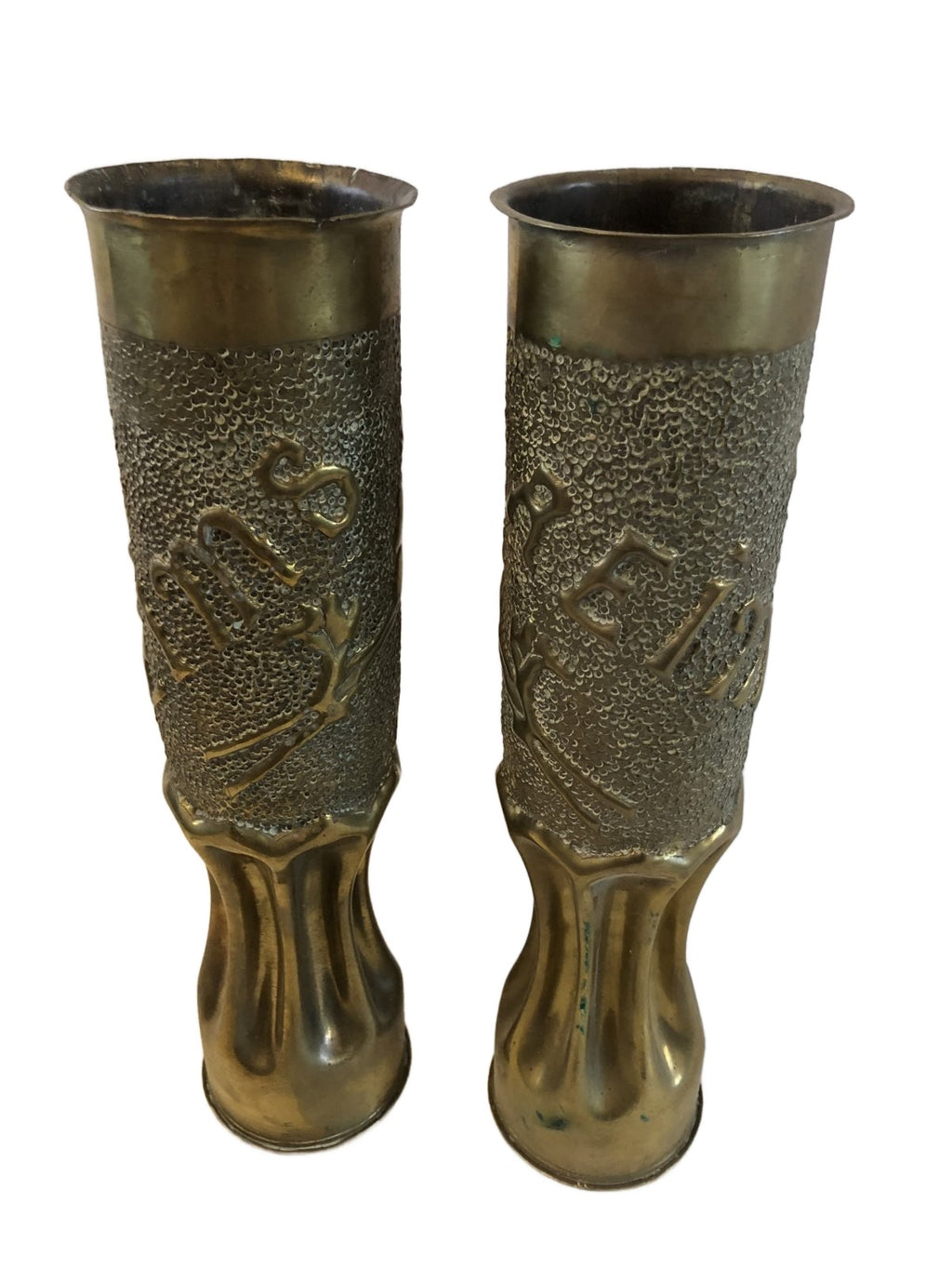 1 paar koperen bewerkten hulzen Reims WO1