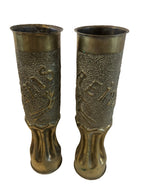 1 paar koperen bewerkten hulzen Reims WO1