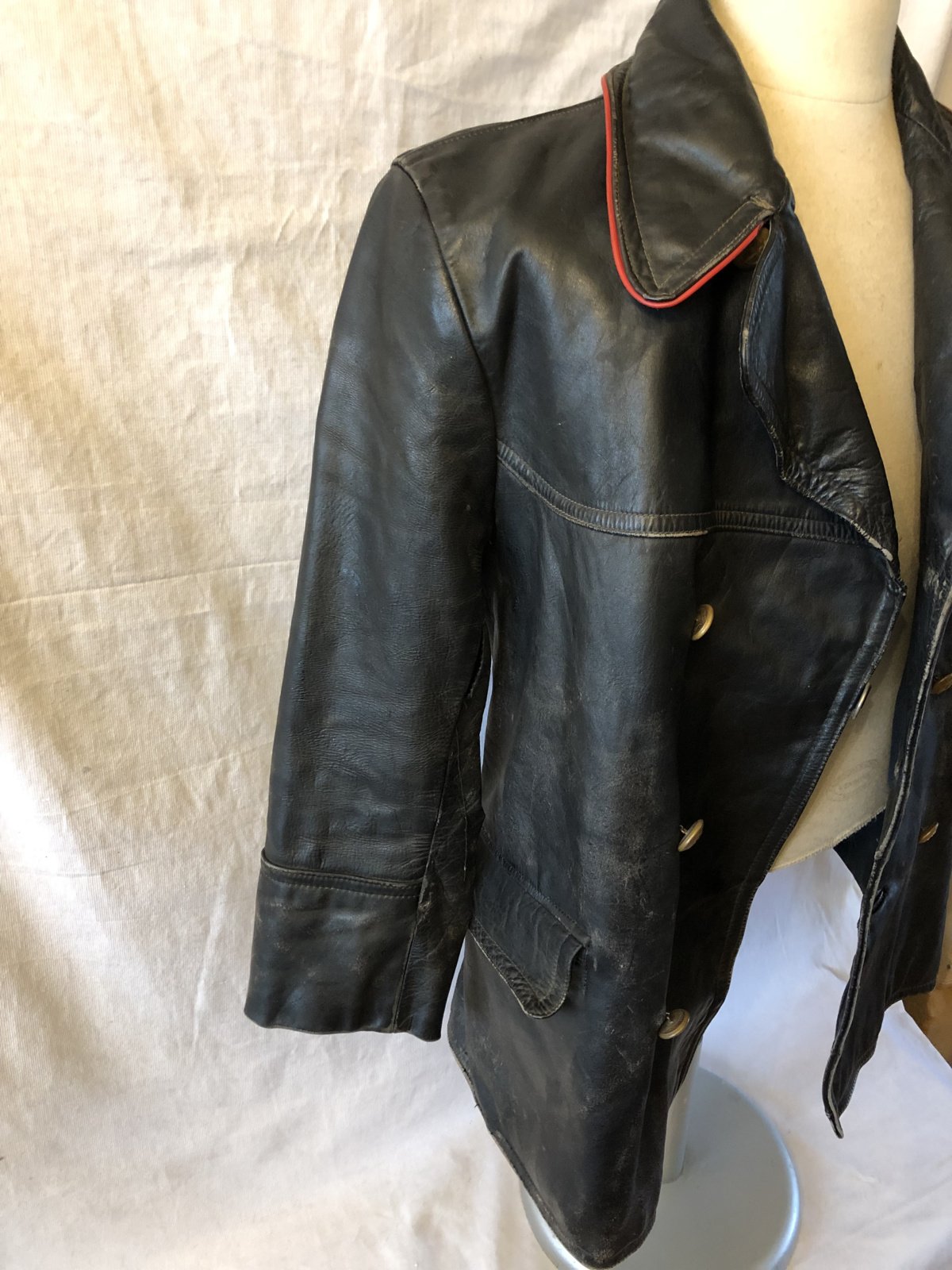 Zwart lederen motorrijders jas -50er jaren