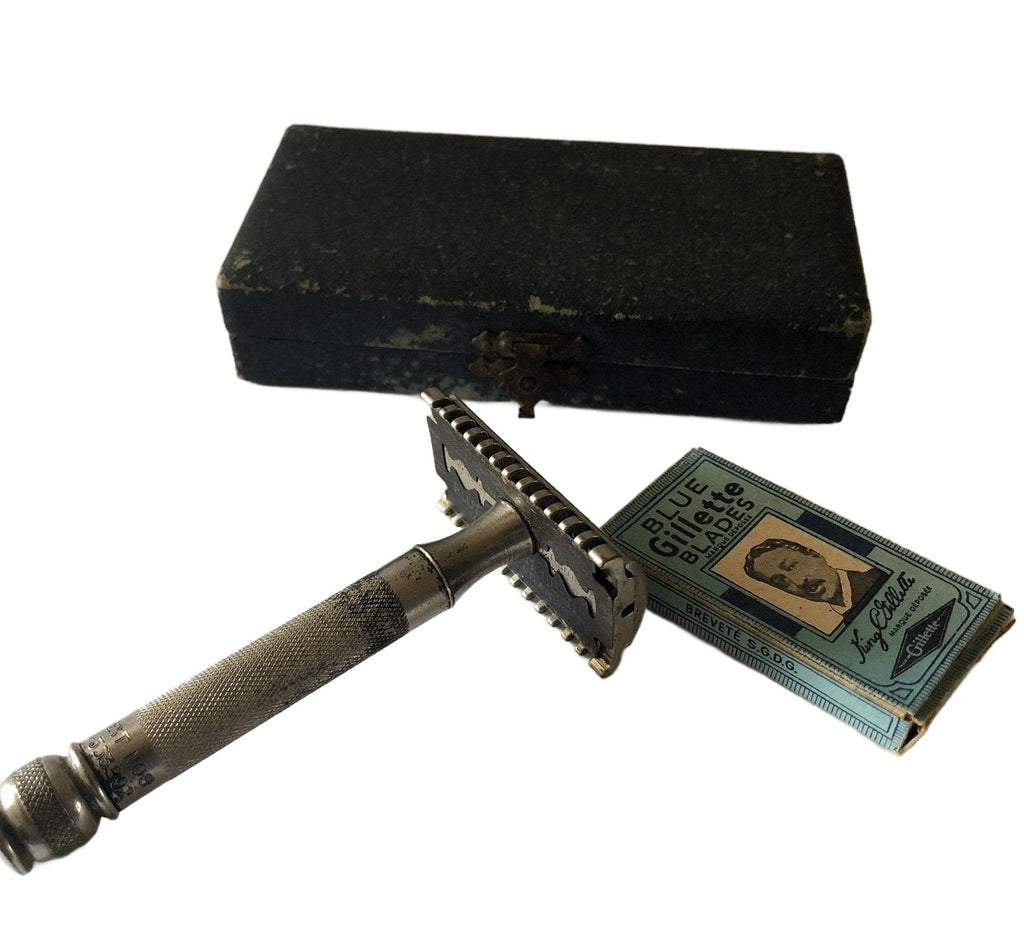 Gillette scheerkrabber in opbergdoosje 30er jaren