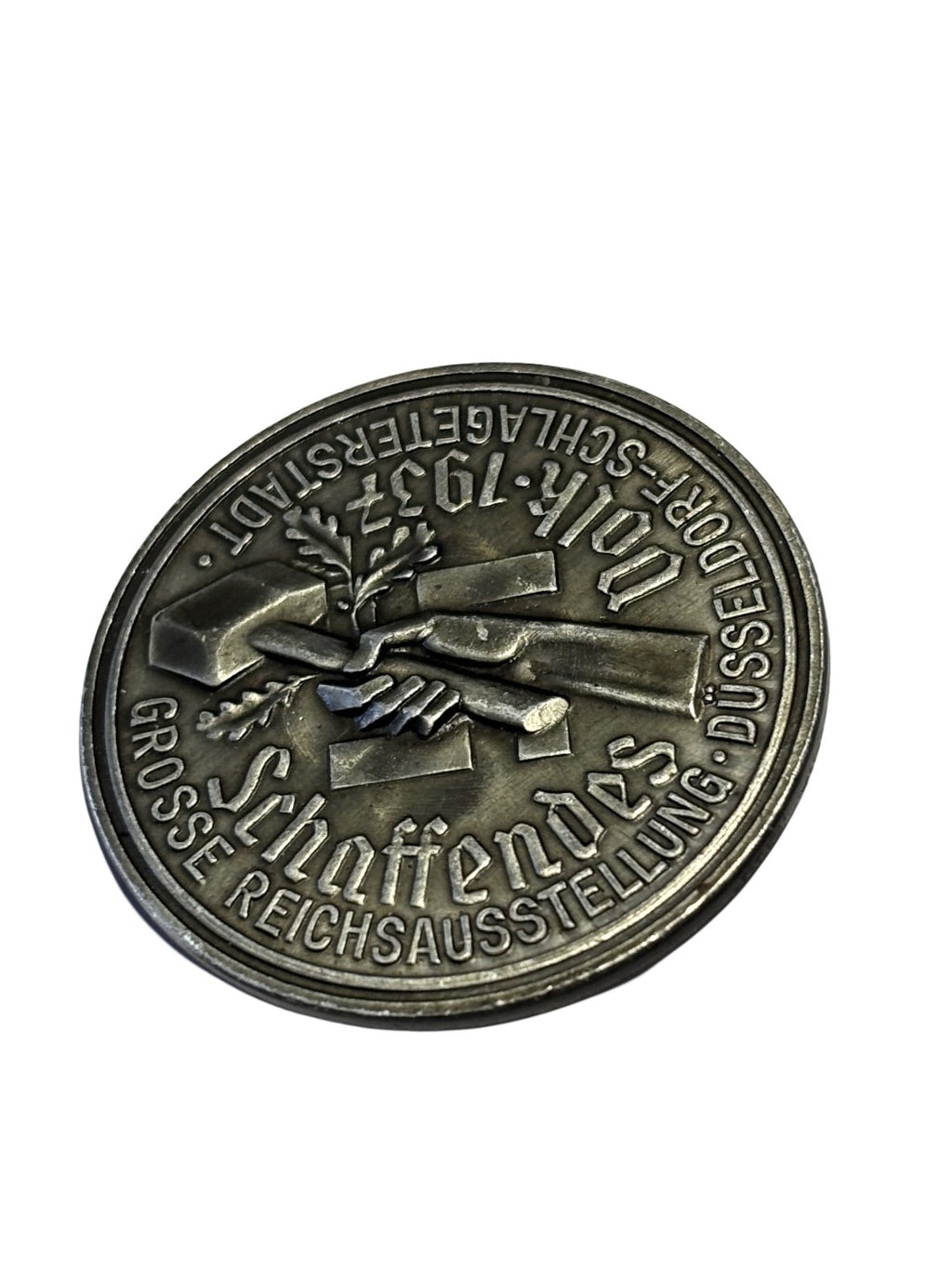 Great Reich Exhibition Düsseldorf "Creative People" – Schlageter City 1937 Badge