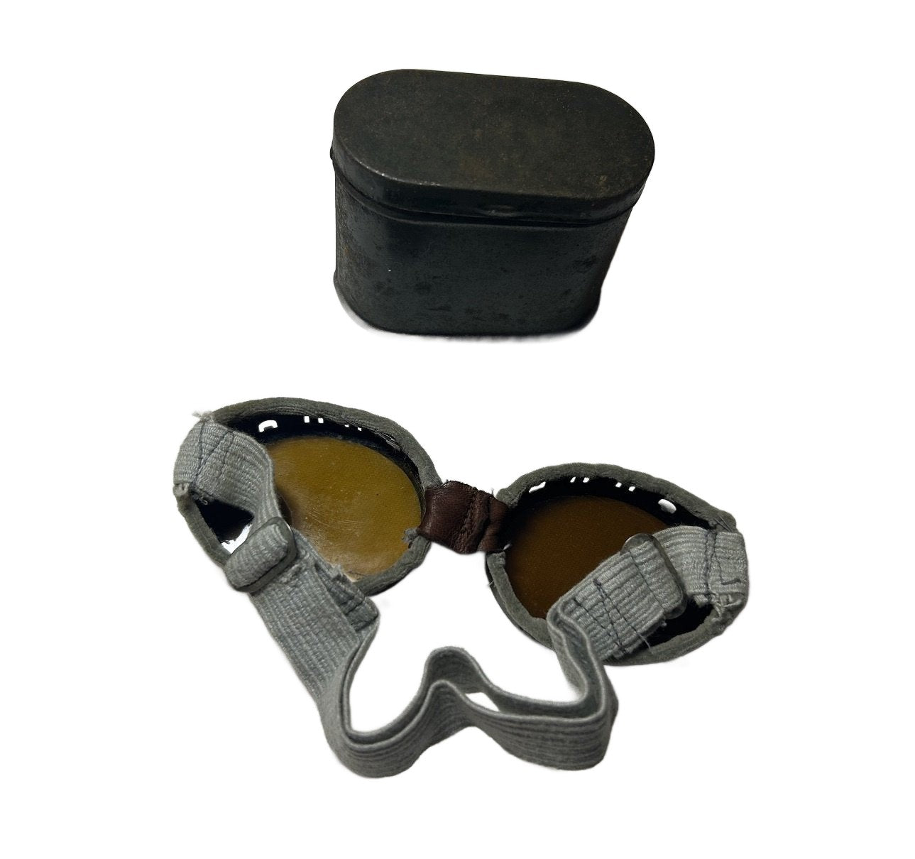 British dust goggle in metal can ww2