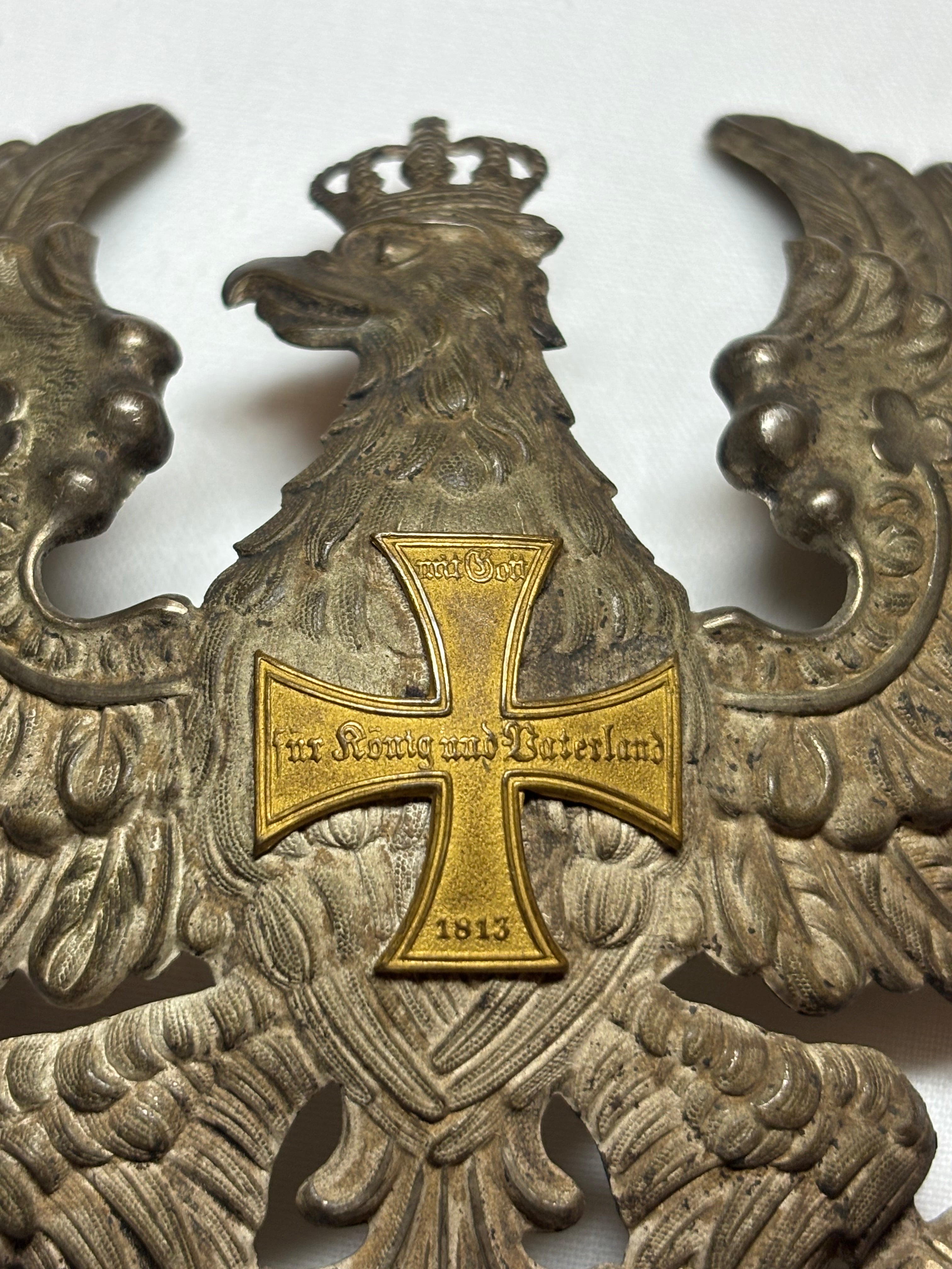 Pruisische Landwehr Officiers Helmplaat M1895 - Tweemetalen uitvoering