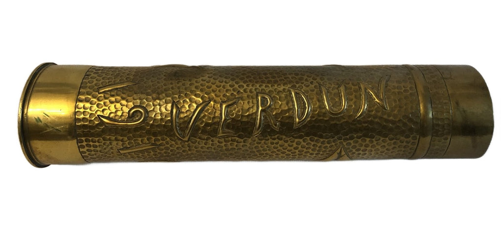 Paar koperen Franse bewerkten hulzen 1916-1917