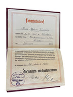 Skilled Worker Certificate Industry and Commerce Chamber Glabbach 1942