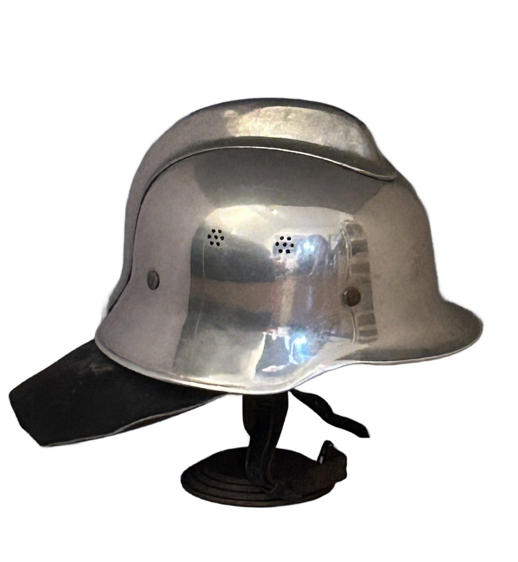 Duitse Feuerwehr helm  aluminum/verchroomd, jaren  60