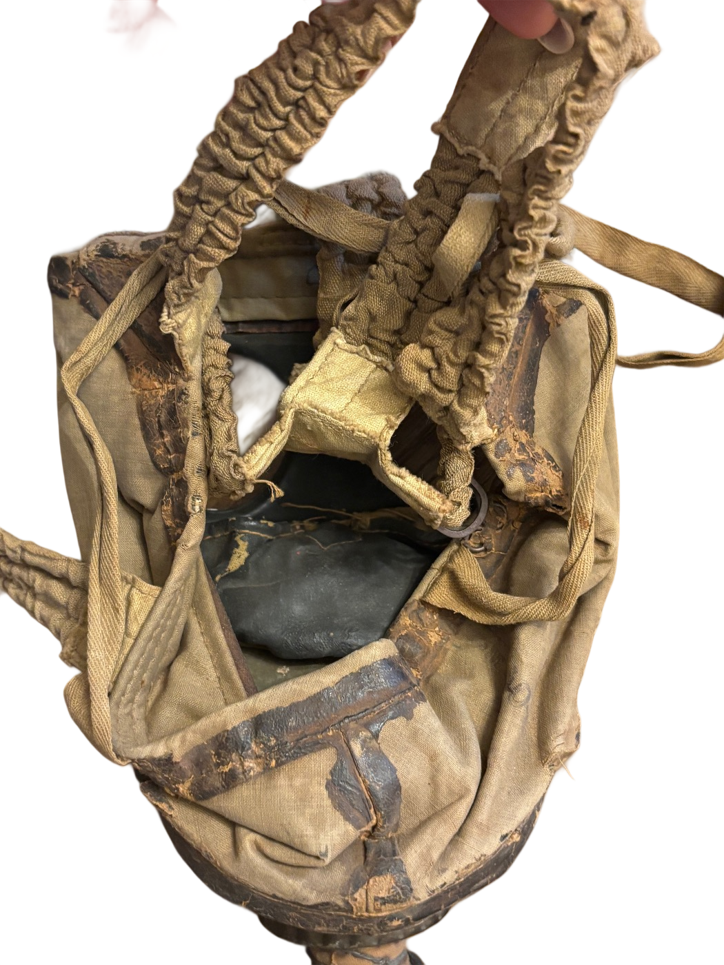 ANP Franse gasmaskertas met masker en filter WO2 1939