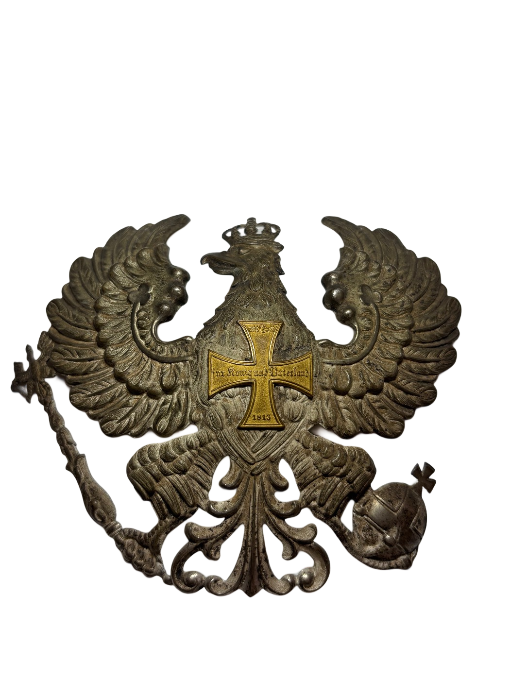 Pruisische Landwehr Officiers Helmplaat M1895 - Tweemetalen uitvoering