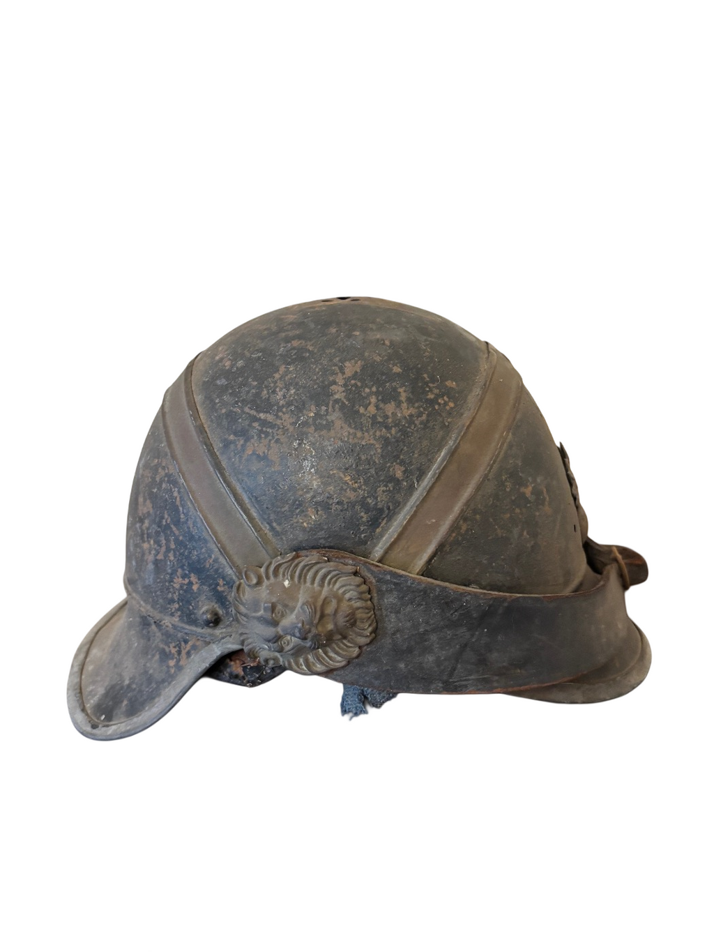 Ancien casque de pompier français en métal, vers 1900