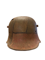 Camouflage German M16/M17 Stahlhelm WW1 with bullet impact