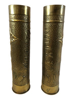 Paar koperen Franse bewerkten hulzen 1916-1917