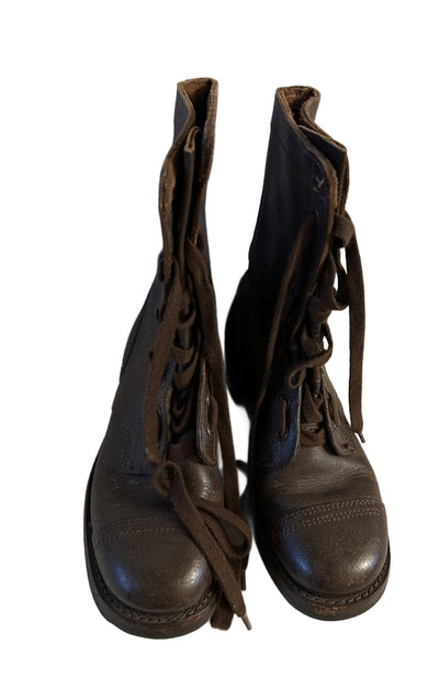 Bottes de combat en cuir marron, années 1960