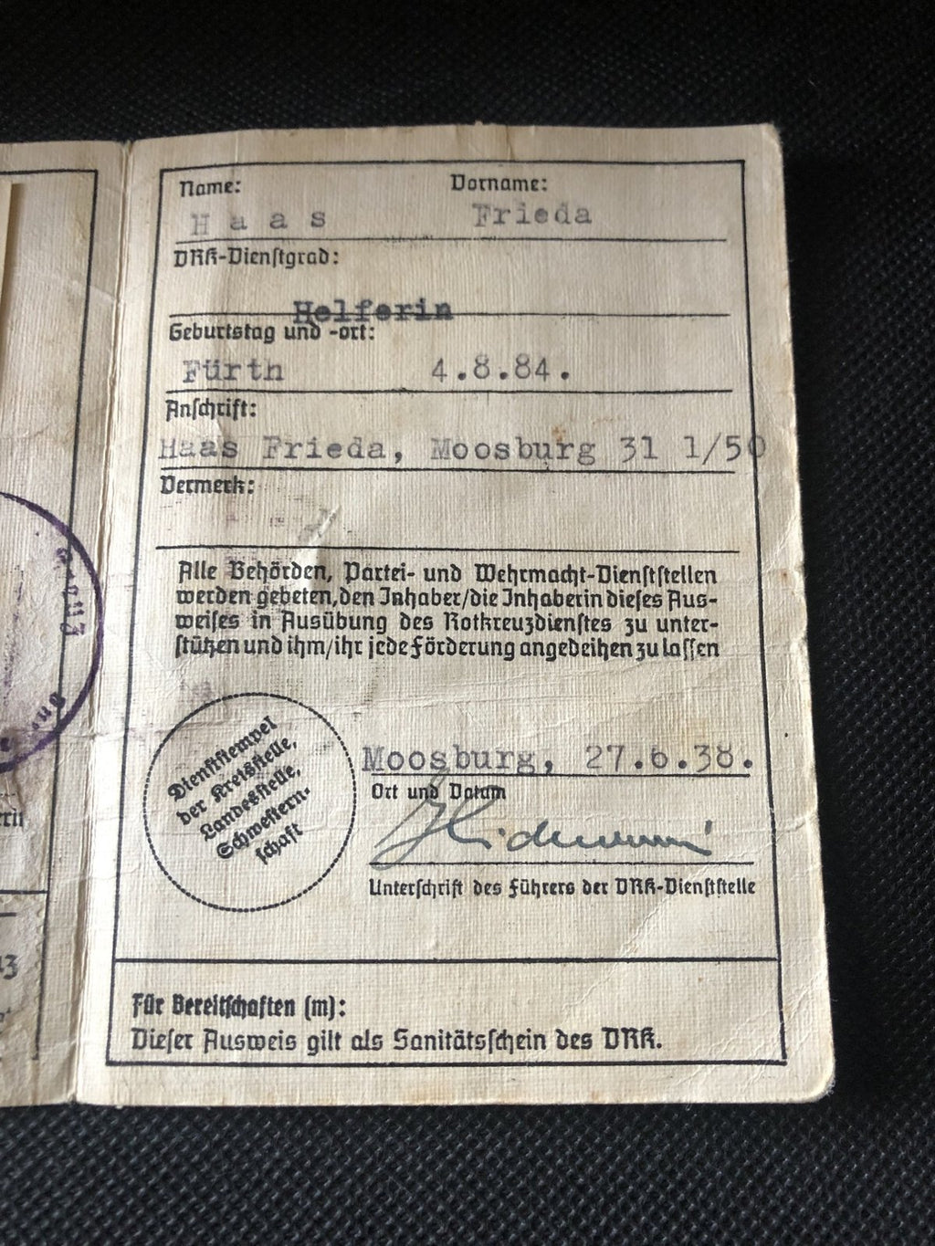 Deutsches Rotes Kreuz Personal Ausweis