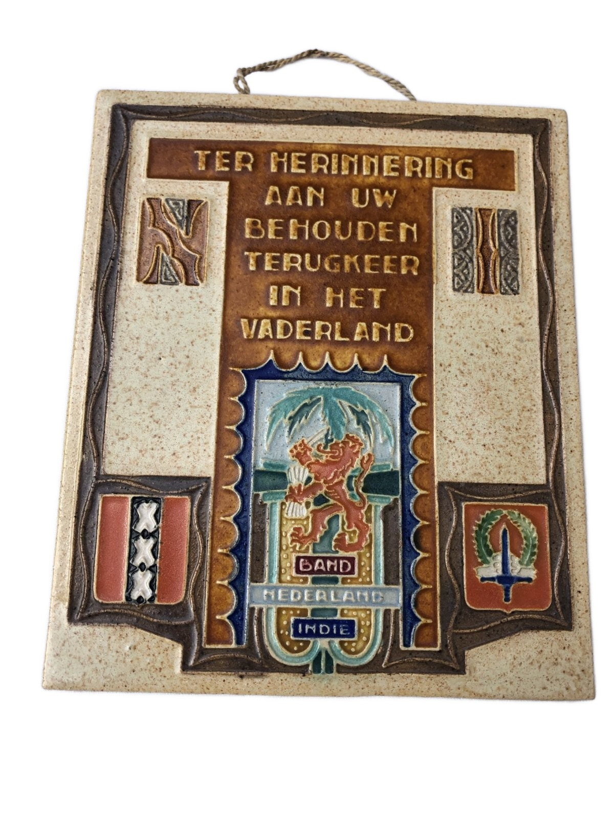 Cloisonne tegel Behouden terugkeer van 2-7 R.I Amsterdam