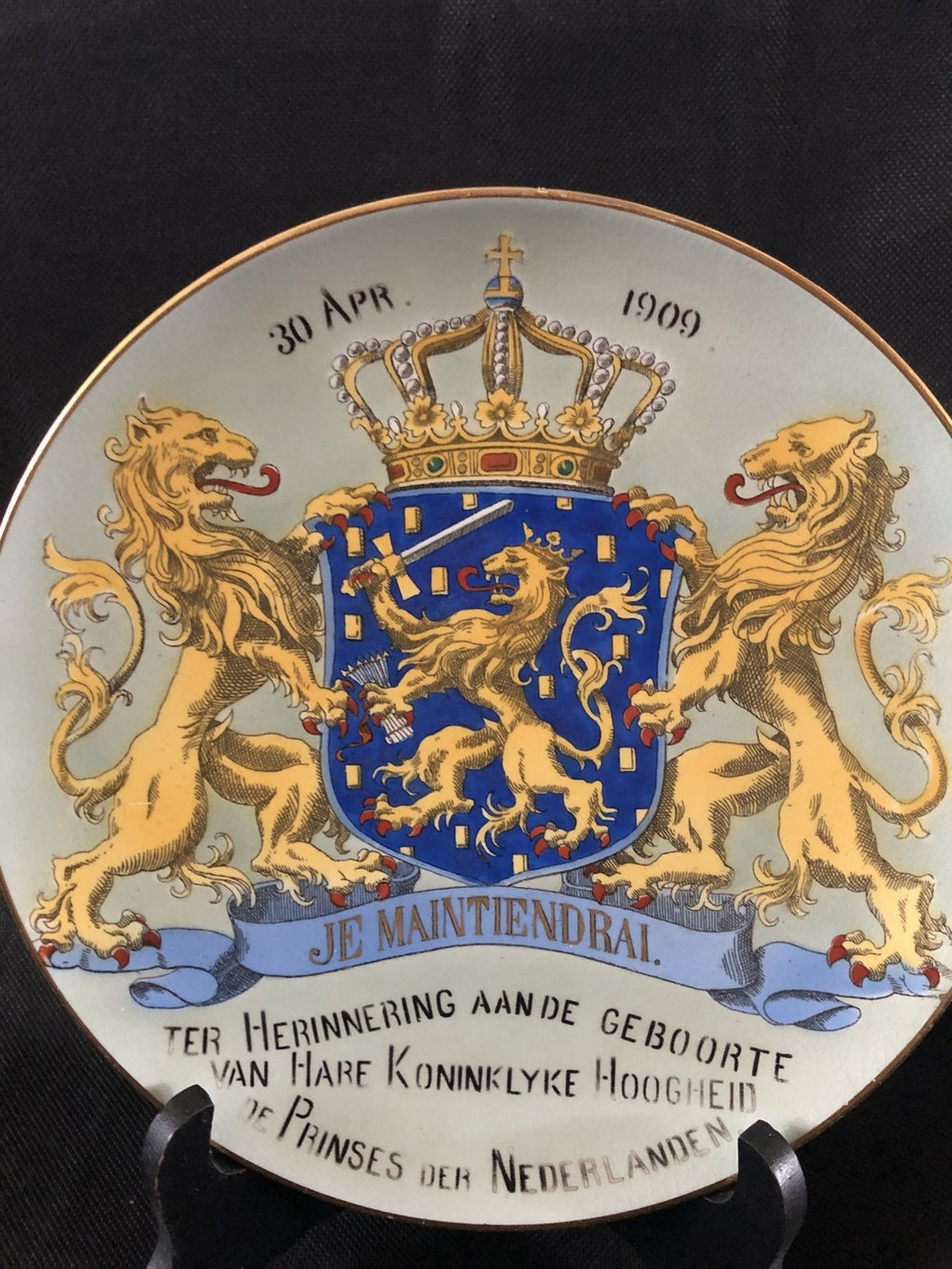 Herinnerings bord geboorte Prinses Juliana 30 april 1909