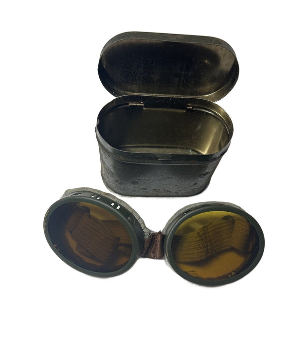British dust goggle in metal can WW2 hover image