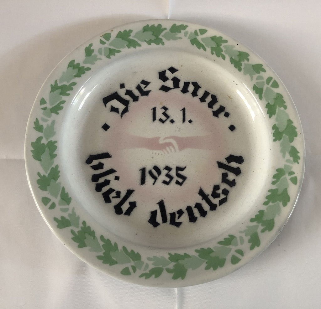 Emaille bord Die Saar blieb Deutsch 13-1-1935