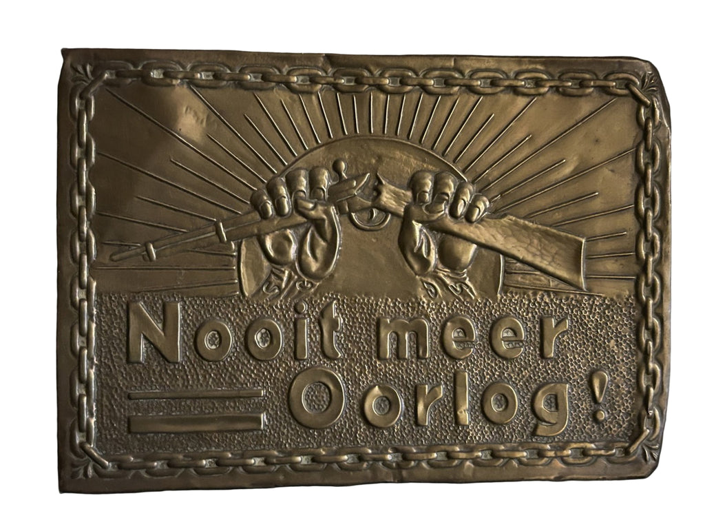 Koperen plaquette Het Gebroken Geweertje -jaren 30