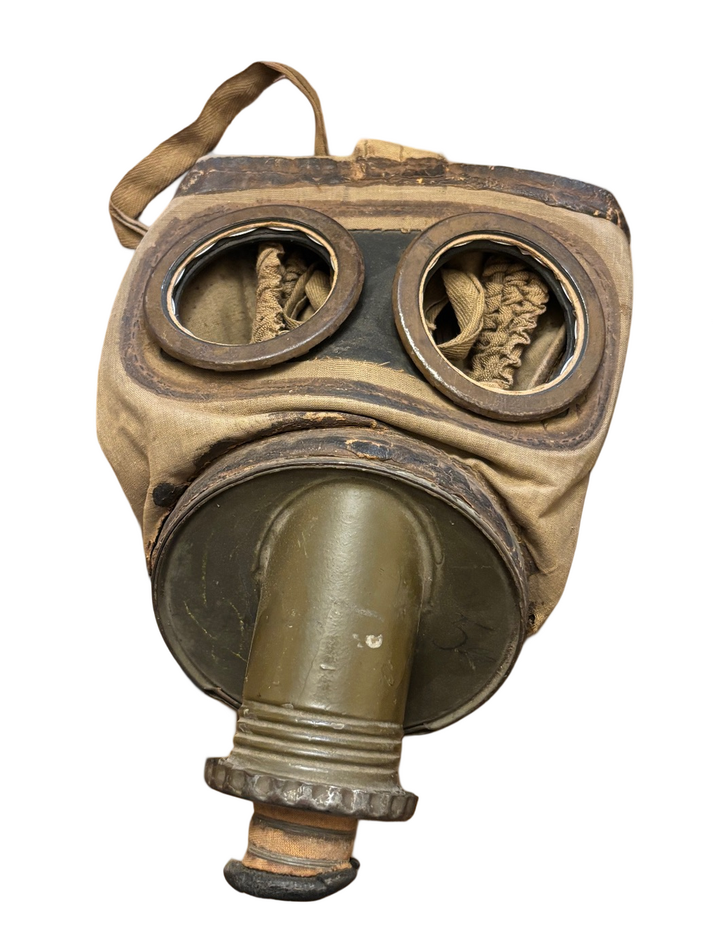 ANP Franse gasmaskertas met masker en filter WO2 1939