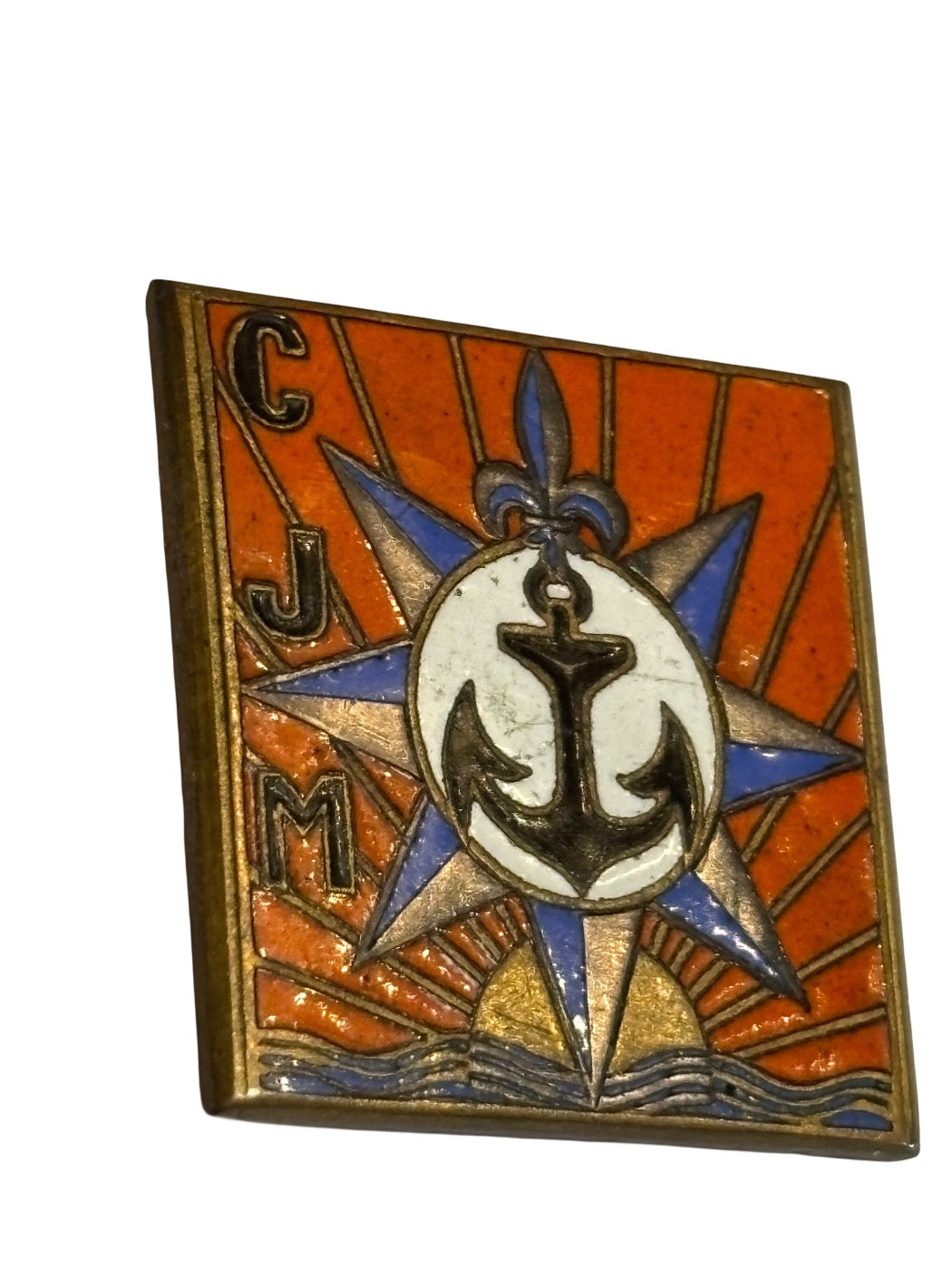 Zeldzaam Frans geëmailleerd CJM-insigne - Vichy