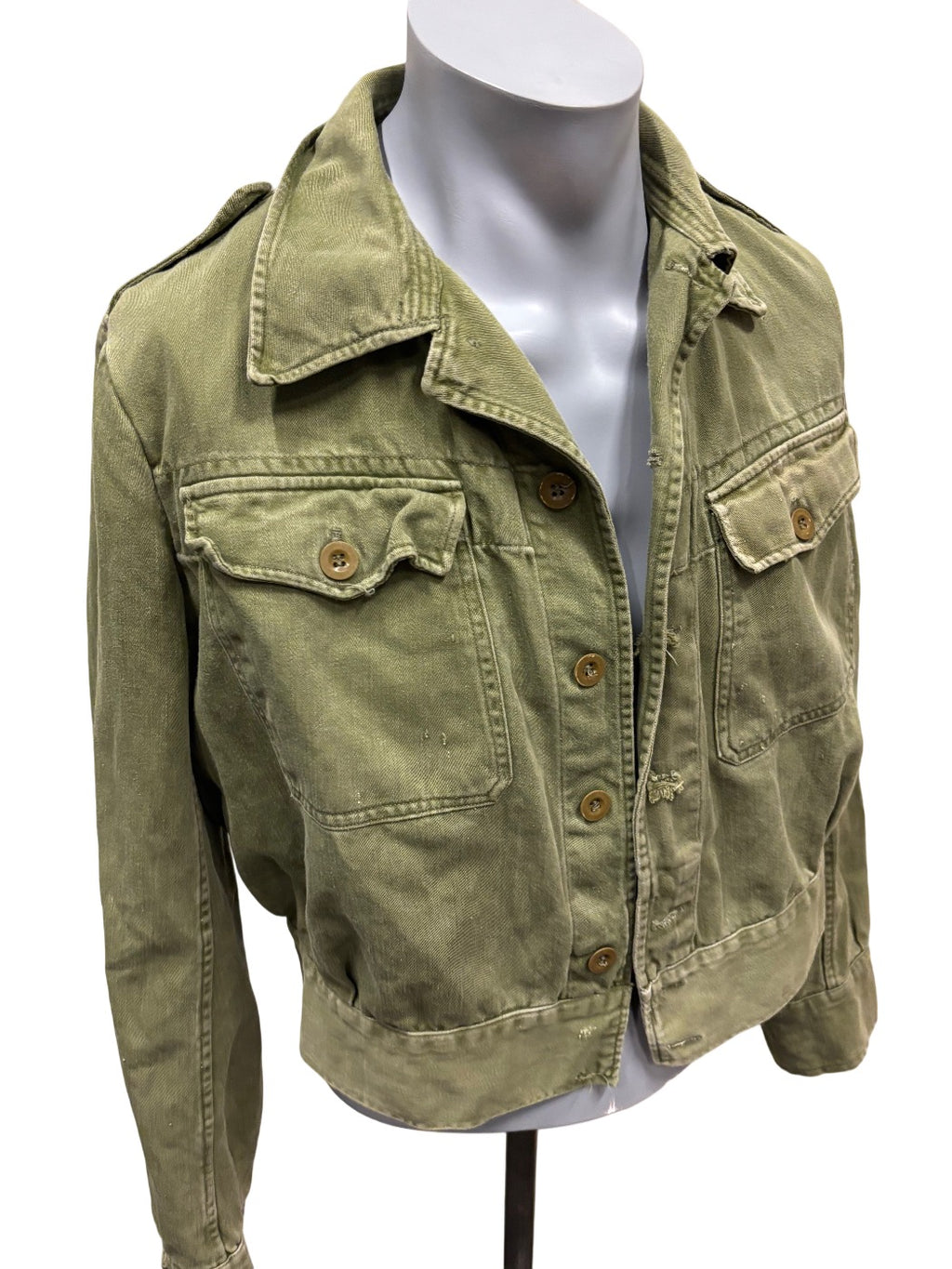 Brits legerwerkjack groen denim jaren 50