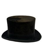 Haut-de-forme antique en soie noire 1900-1920