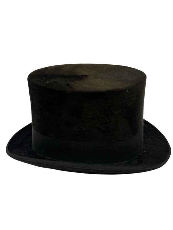 Haut-de-forme antique en soie noire 1900-1920 hover image