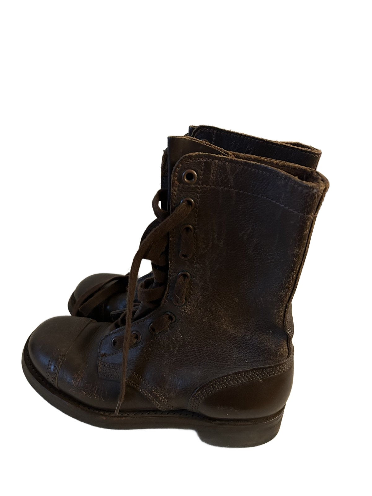 Bruin lederen gevechtslaarzen ,jaren 60