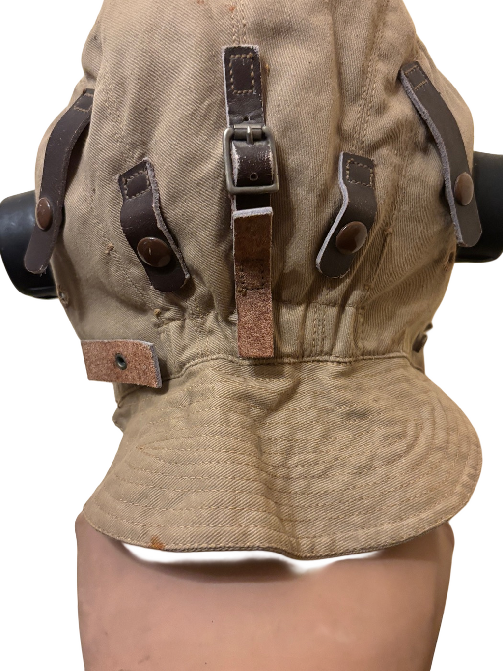 Casque de vol original anglais de type D de la Royal Air Force (RAF) Seconde Guerre mondiale