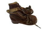 Bruin lederen kinder schoentjes uit de 30-40er jaren