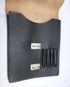 Zwart lederen kaartentas