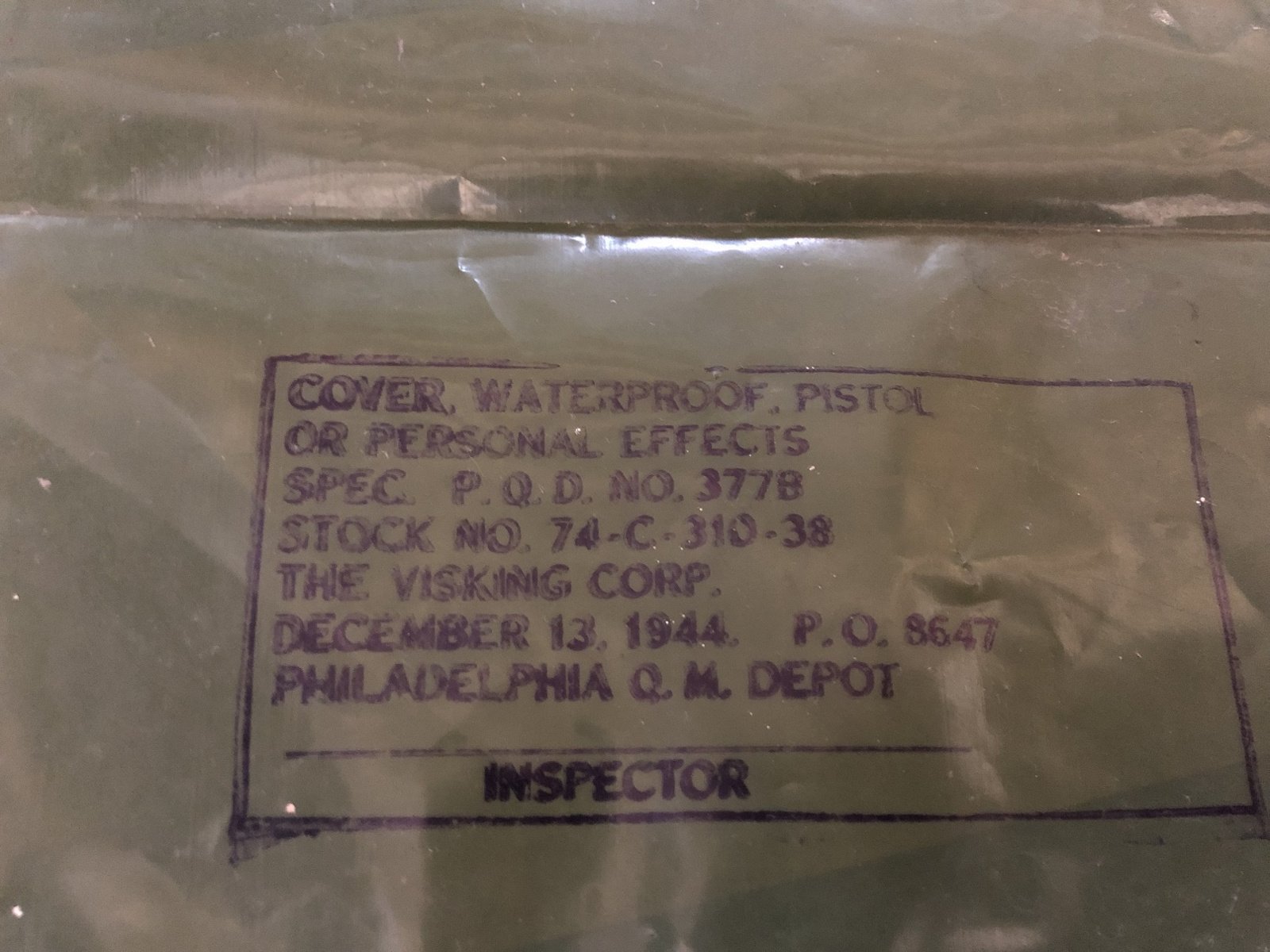 Cover waterproof pistol or personal effects 1944