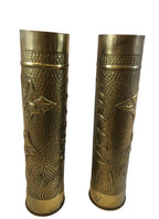 Paar koperen Franse bewerkten hulzen 1916-1917