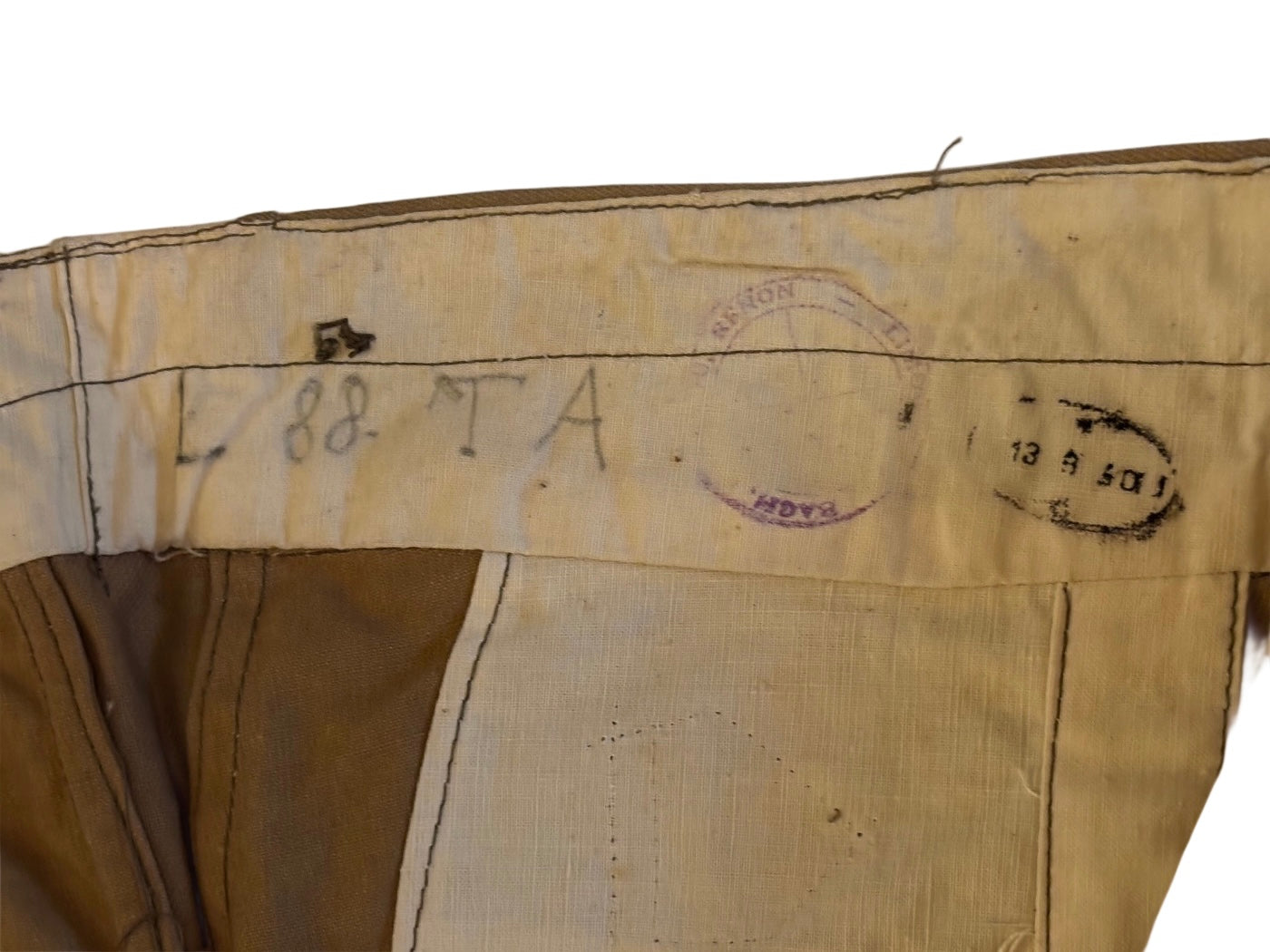 Pantalon original de l'armée française Seconde Guerre mondiale marqué