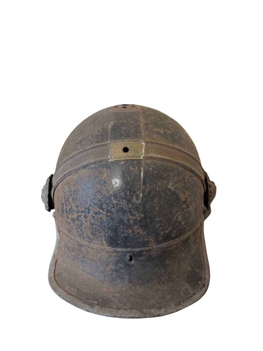 Ancien casque de pompier français en métal, vers 1900