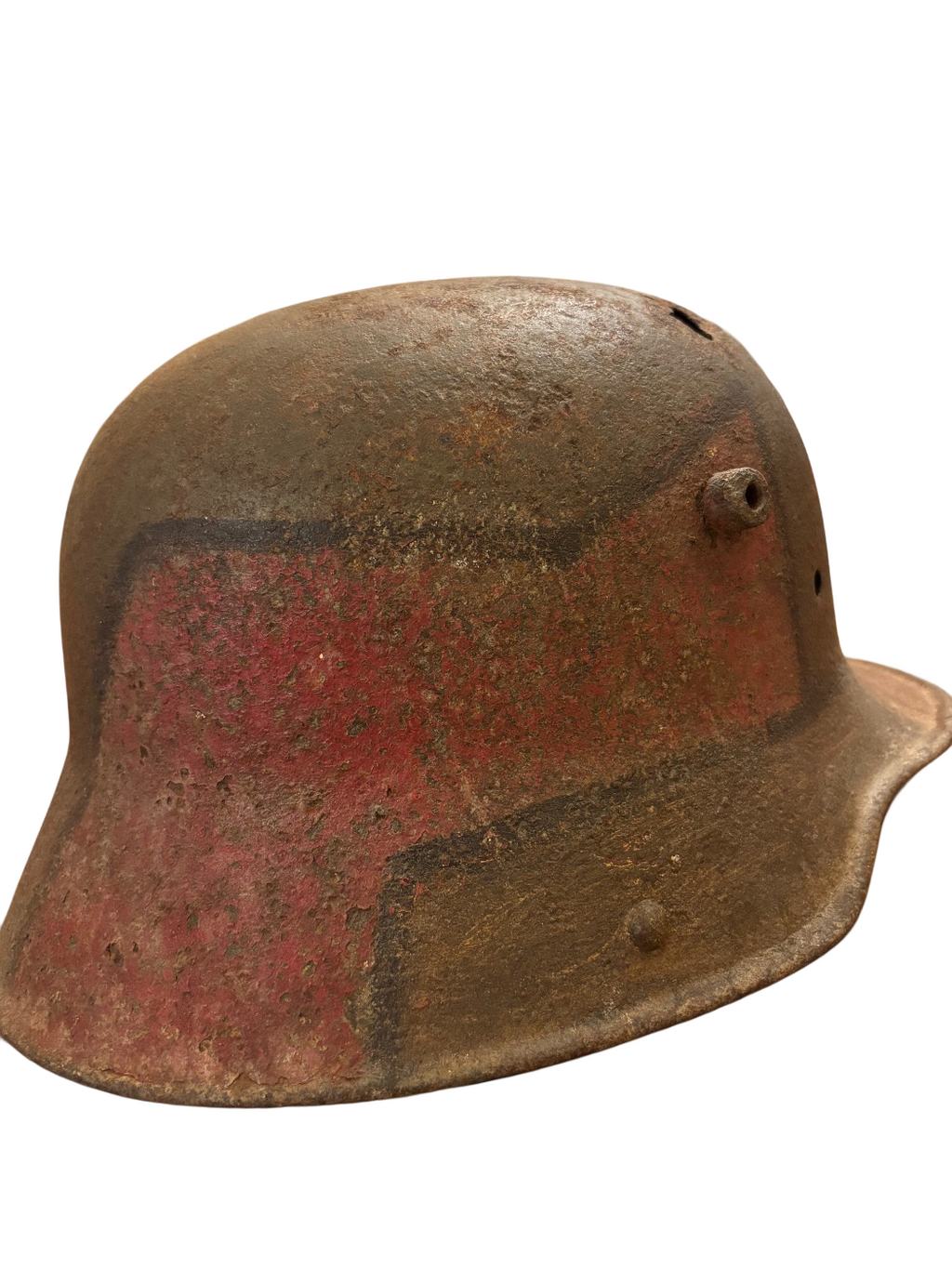 Camouflage German M16/M17 Stahlhelm WW1 with bullet impact