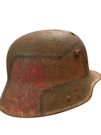 Camouflage German M16/M17 Stahlhelm WW1 with bullet impact