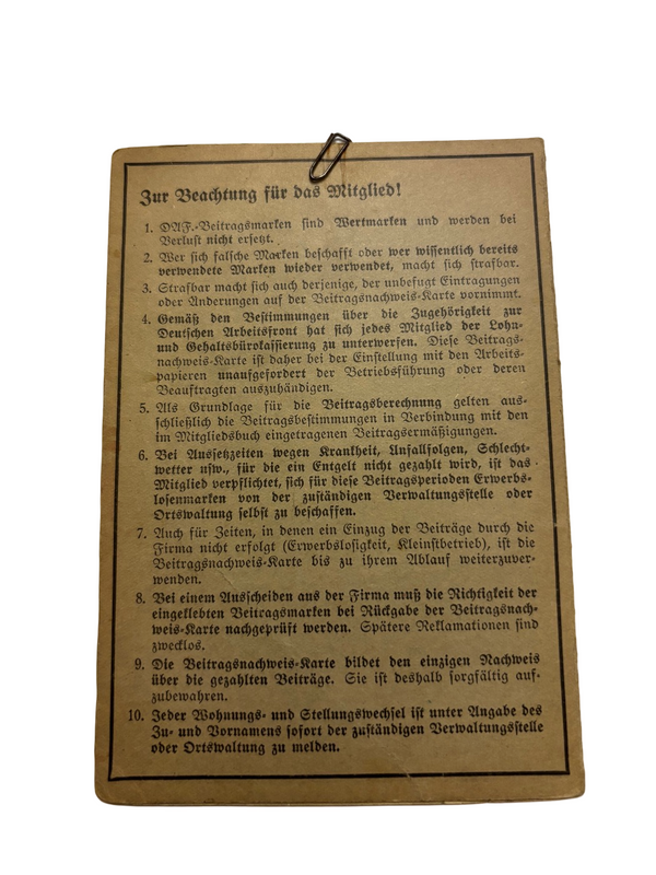 Beitragsnachweis Karte 1939 hover image