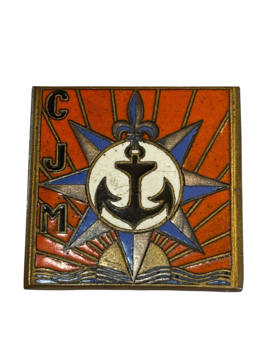 Zeldzaam Frans geëmailleerd CJM-insigne - Vichy