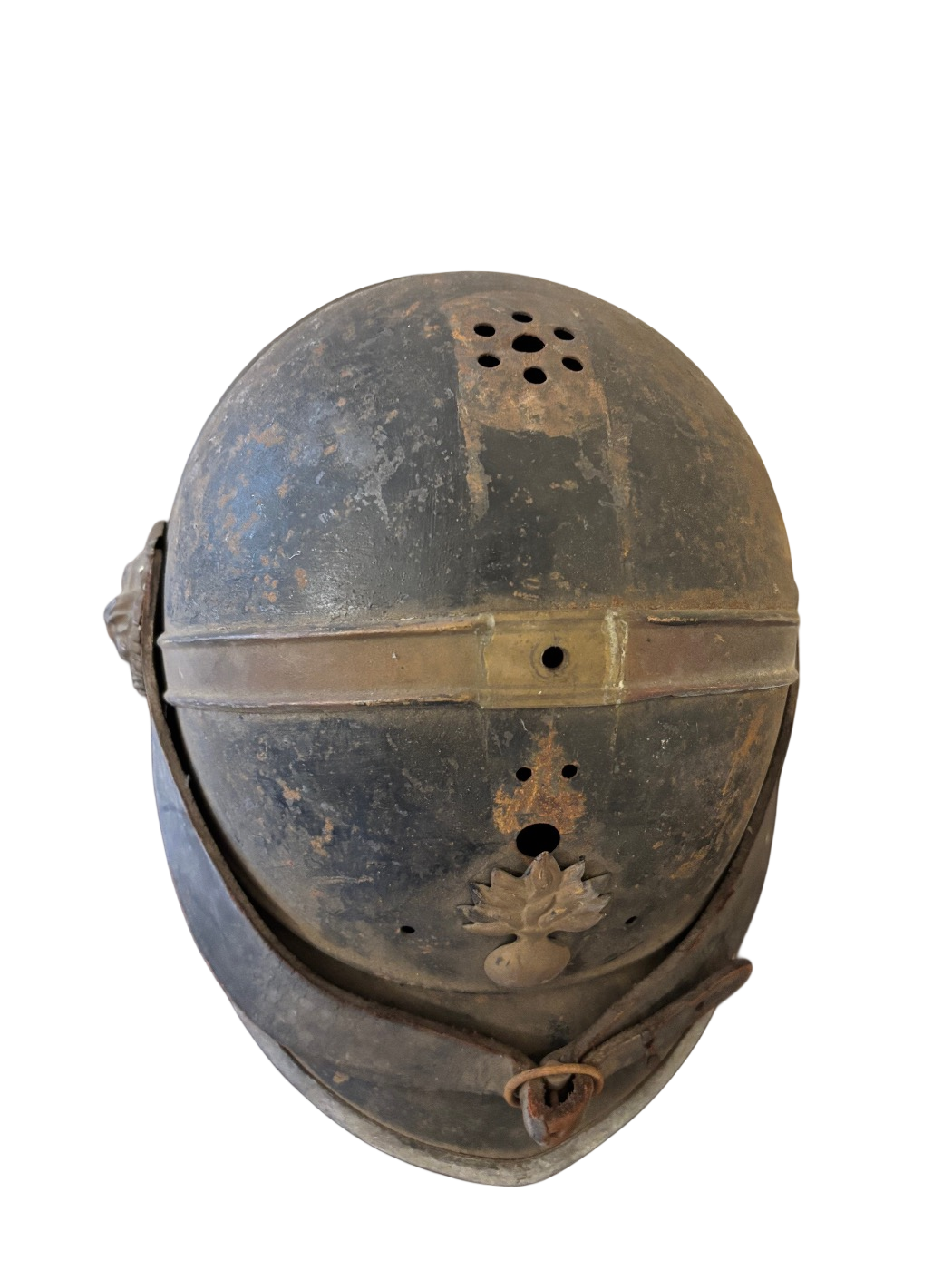 Ancien casque de pompier français en métal, vers 1900