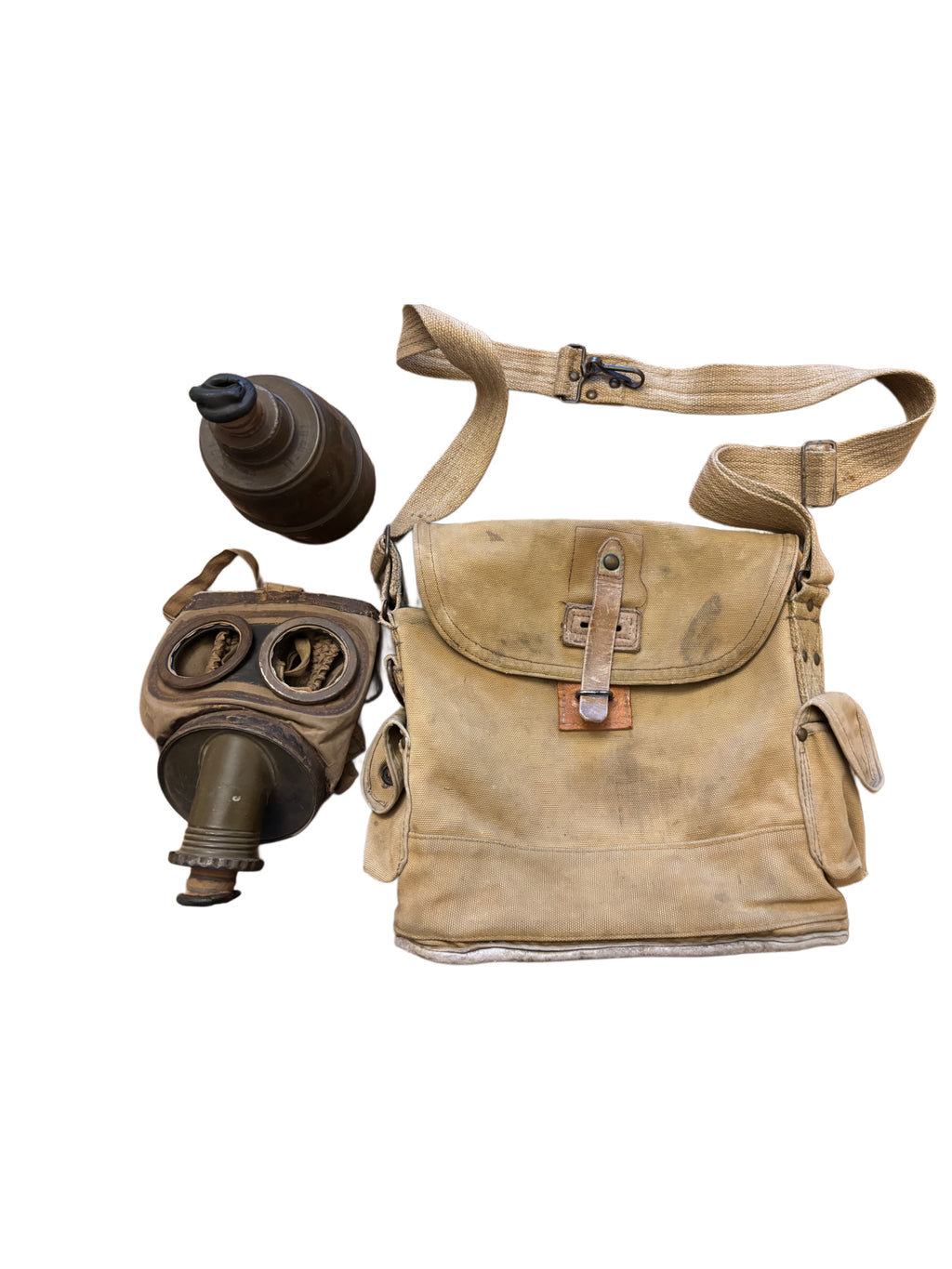 ANP Franse gasmaskertas met masker en filter WO2 1939