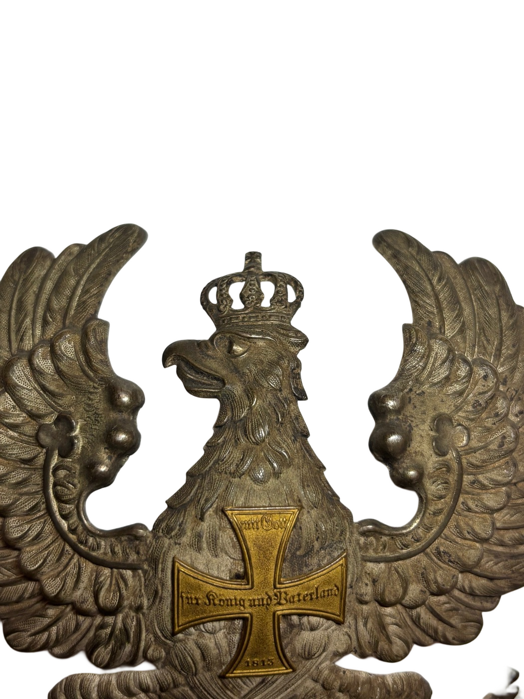 Prussian Landwehr Officer Helmet Plate M1895 - Two-metal version