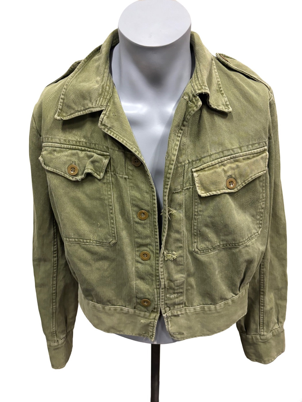 Brits legerwerkjack groen denim jaren 50