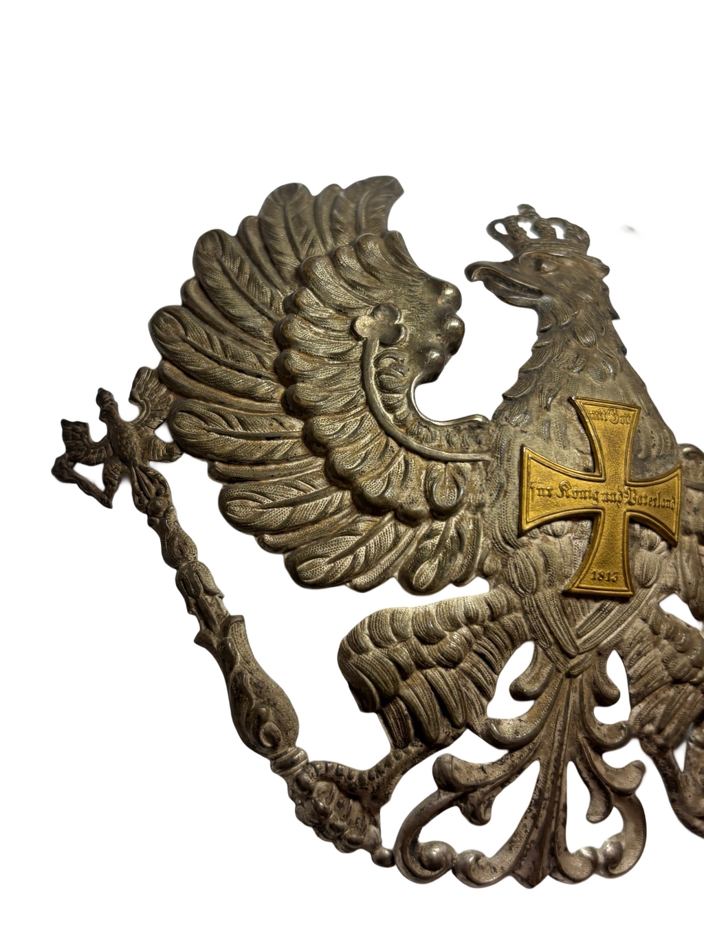 Prussian Landwehr Officer Helmet Plate M1895 - Two-metal version