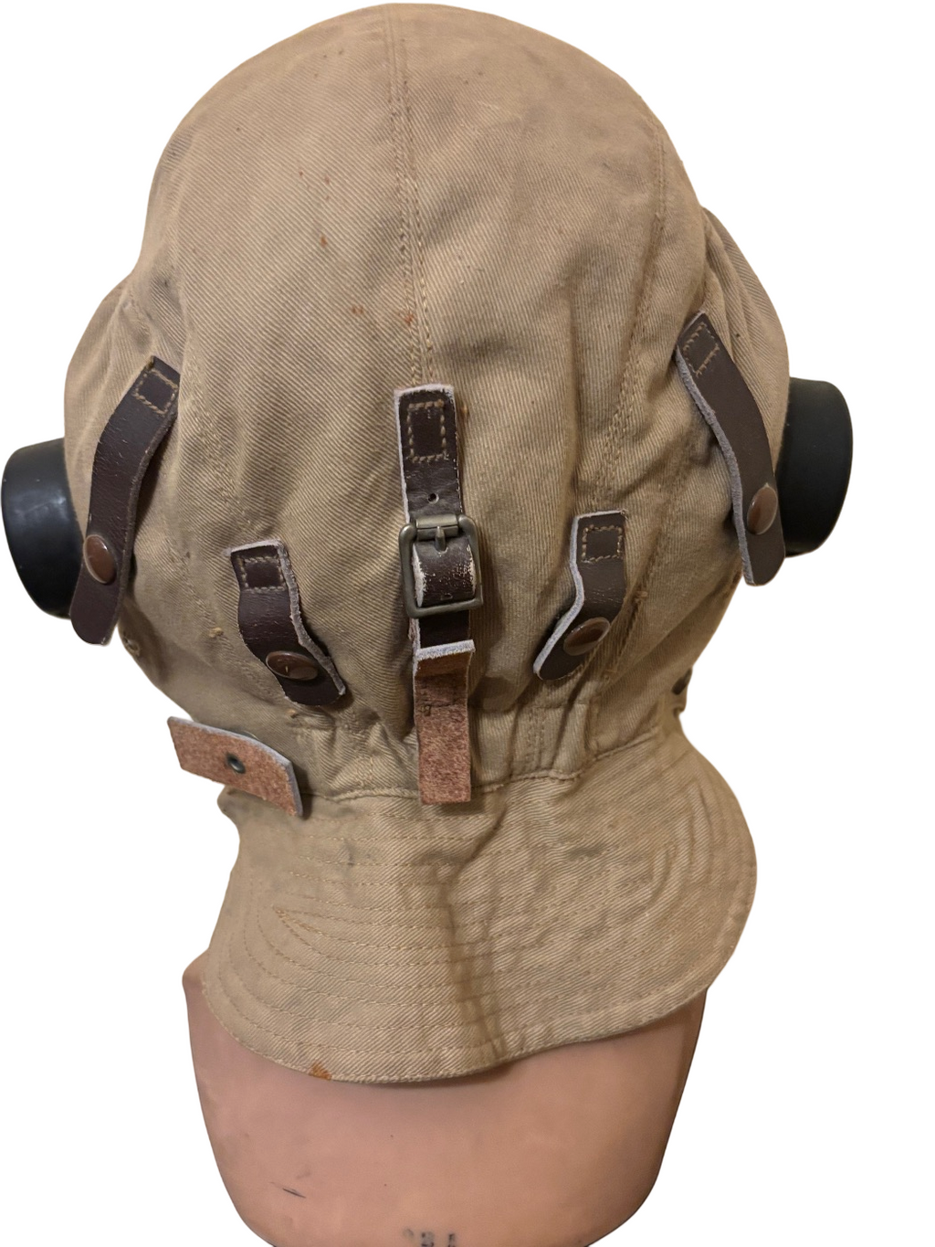 Casque de vol original anglais de type D de la Royal Air Force (RAF) Seconde Guerre mondiale